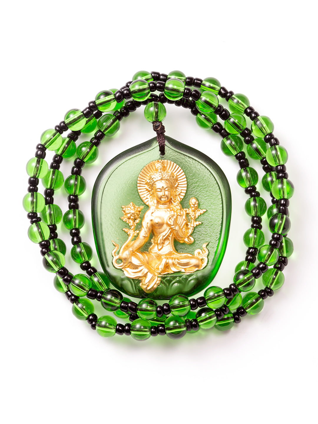 Gilded Glass Green Tara Amulet | Zensambodhi