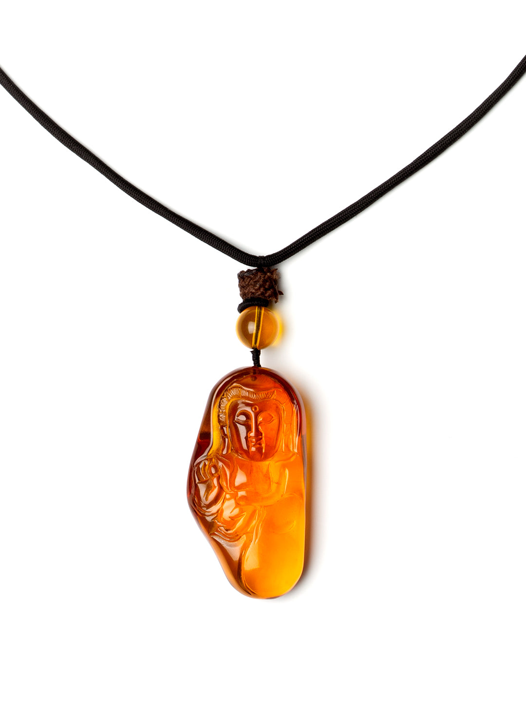 Freeform Amber Buddha Pendant