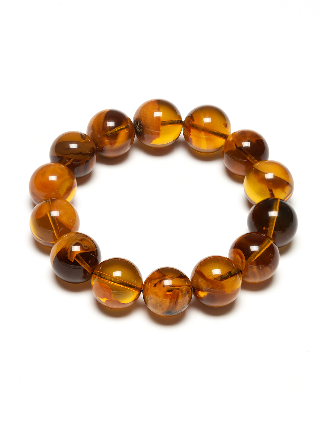 Cave-Pattern Amber Bracelet · 14 mm
