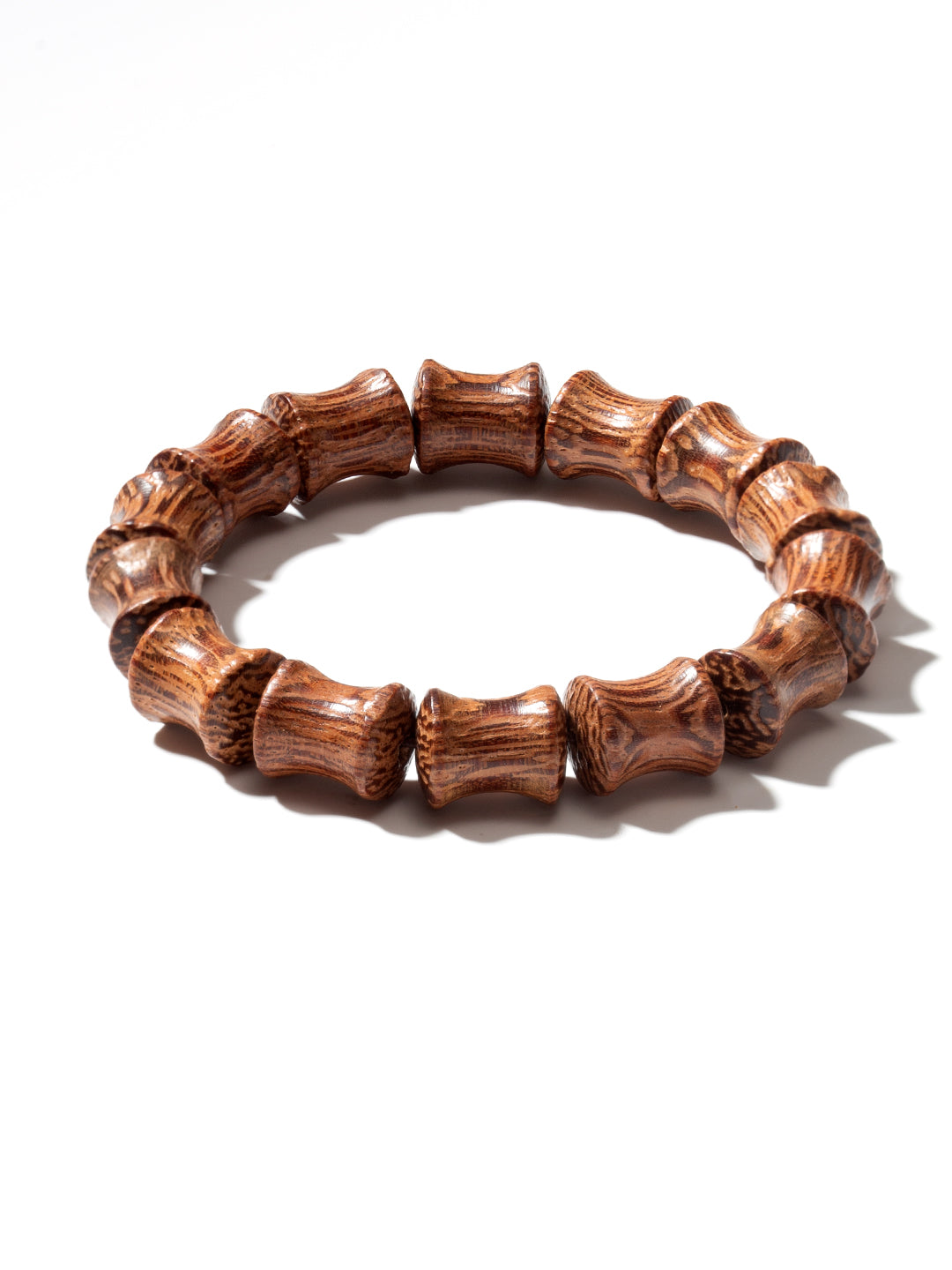 Coconut Wood Barrel-Bead Bracelet