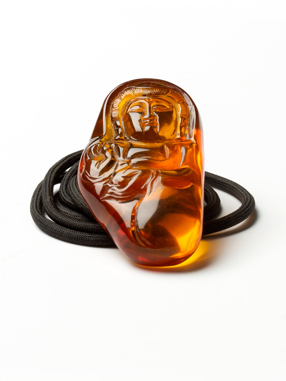 Freeform Amber Buddha Pendant