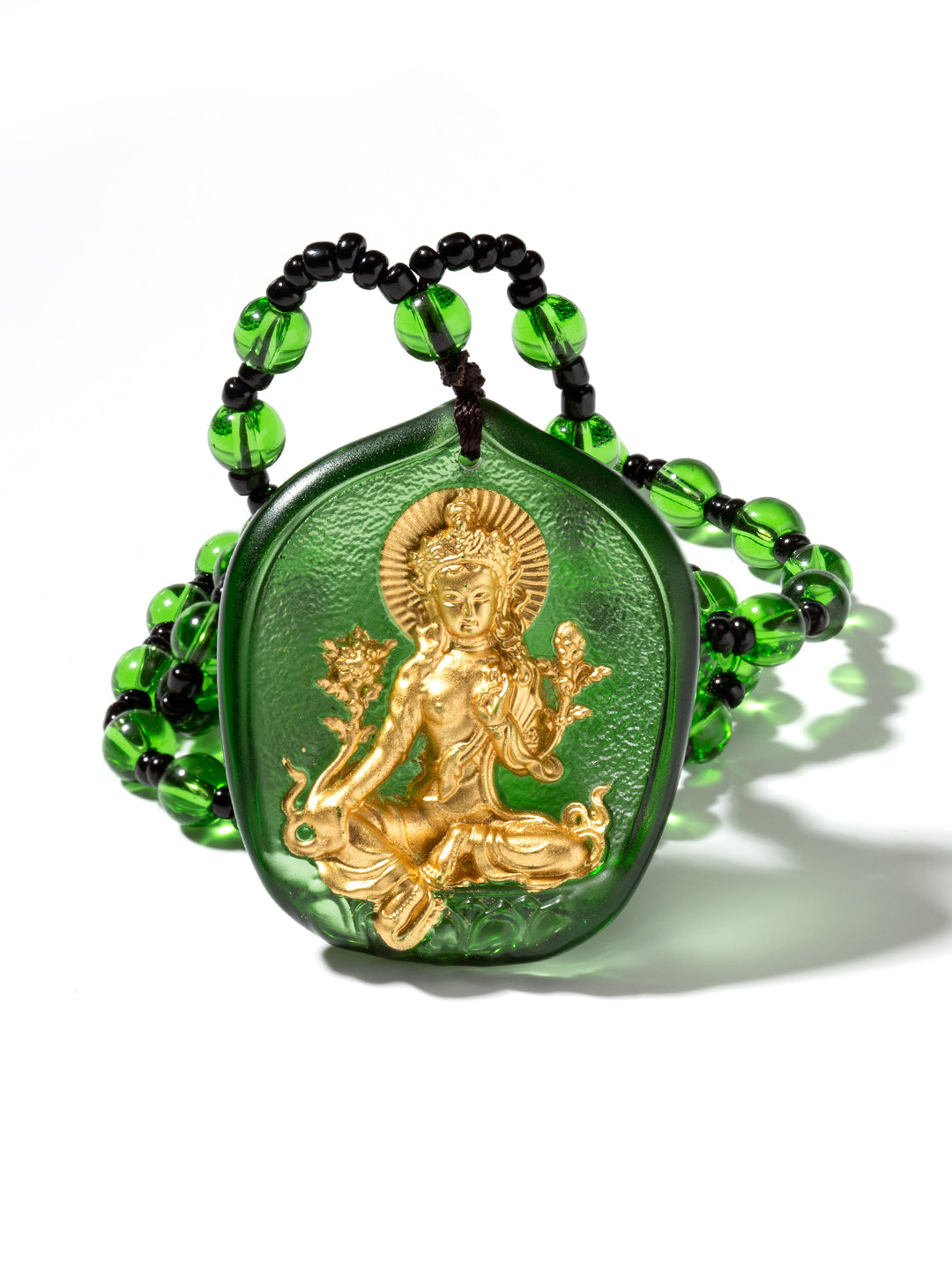 Gilded Glass Green Tara Amulet | Zensambodhi