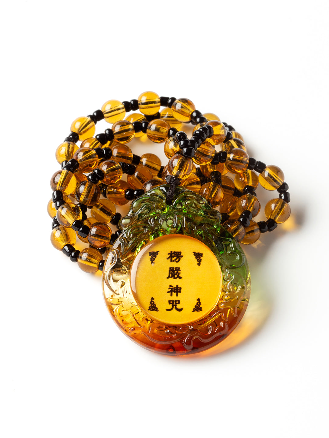 Round Shurangama Mantra Pendant Necklace · Green Border