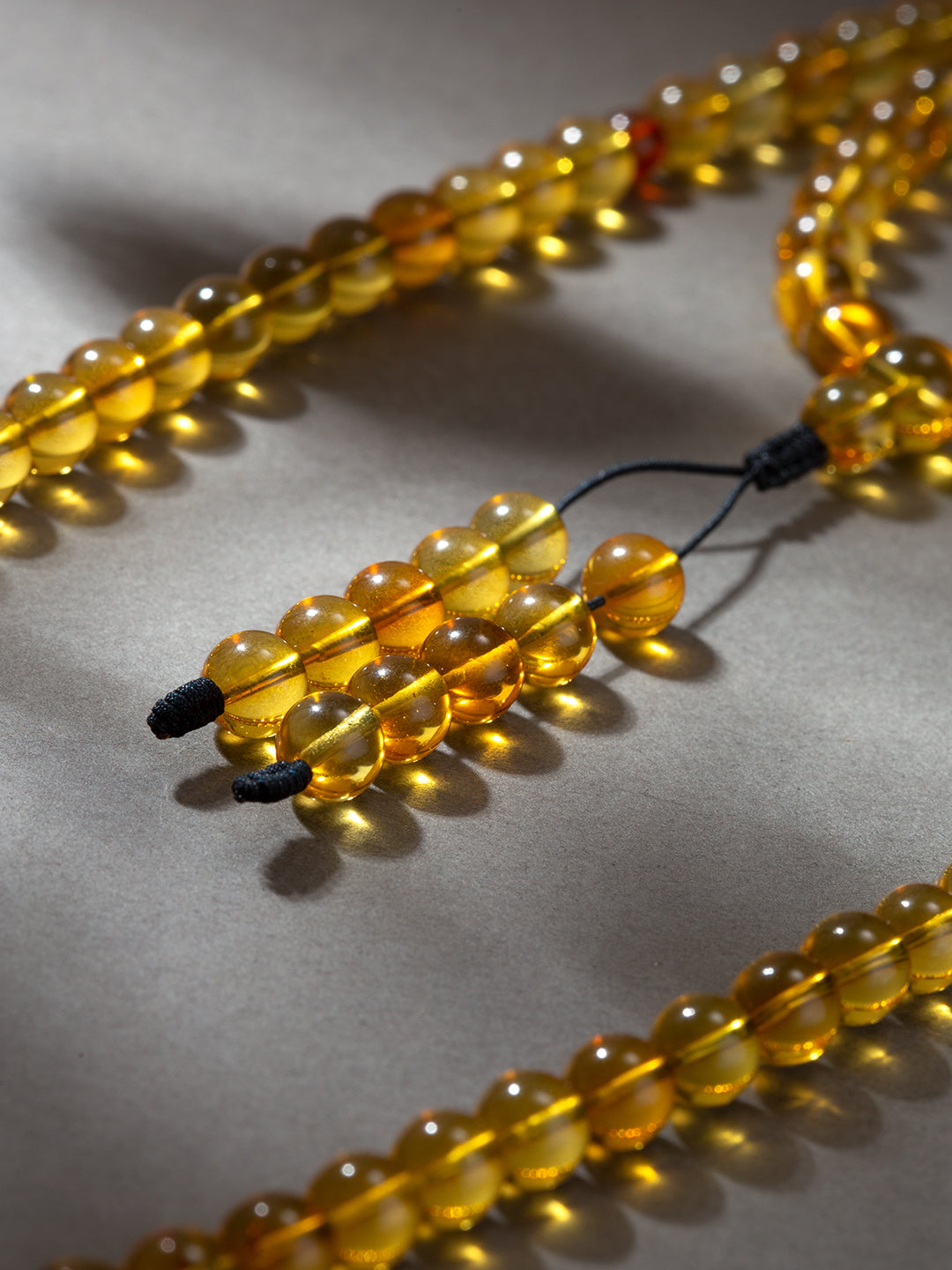 Golden-Blue Amber 108-Bead Mala · 6.9 mm