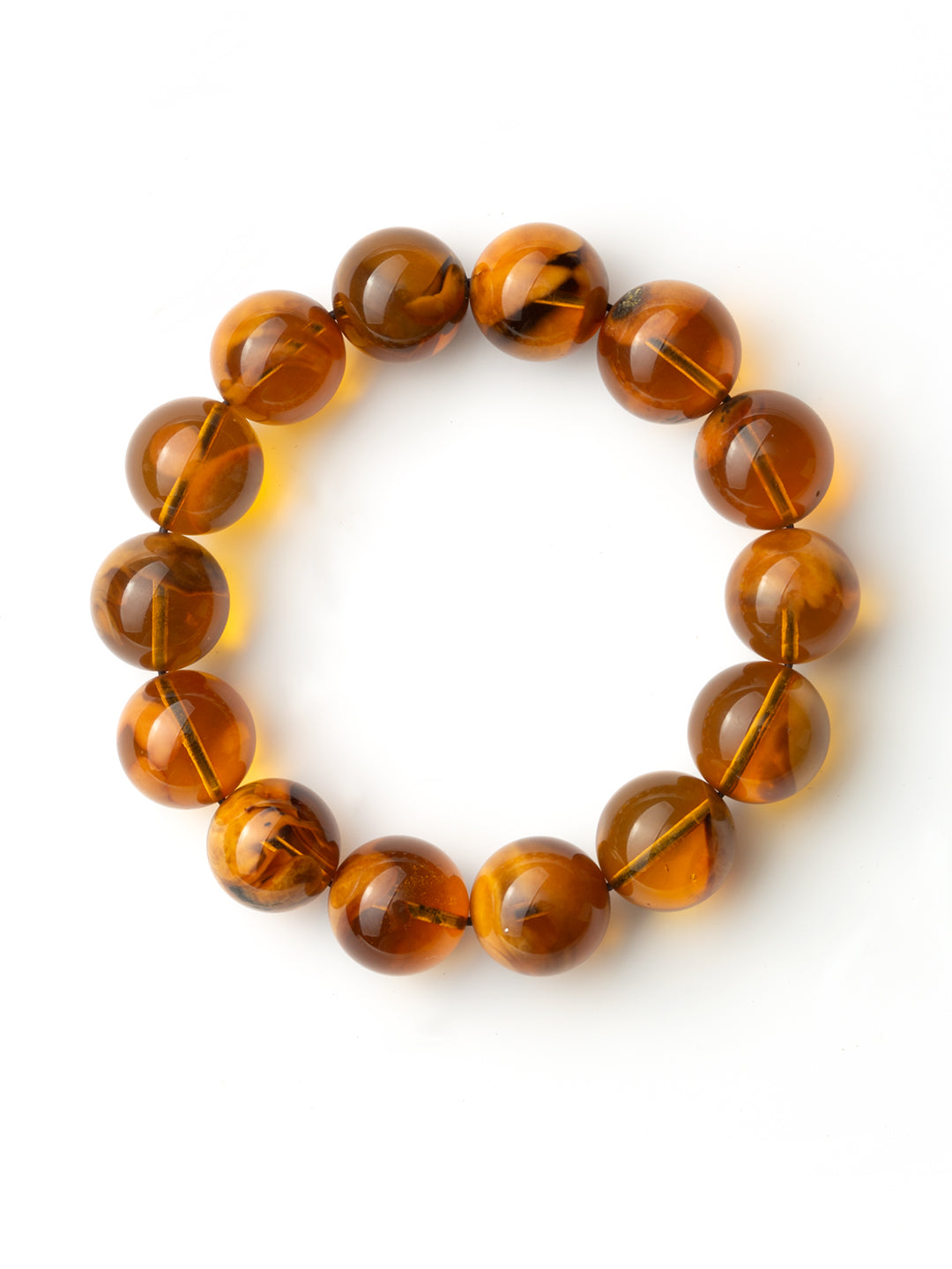Cave-Pattern Amber Bracelet · 14 mm