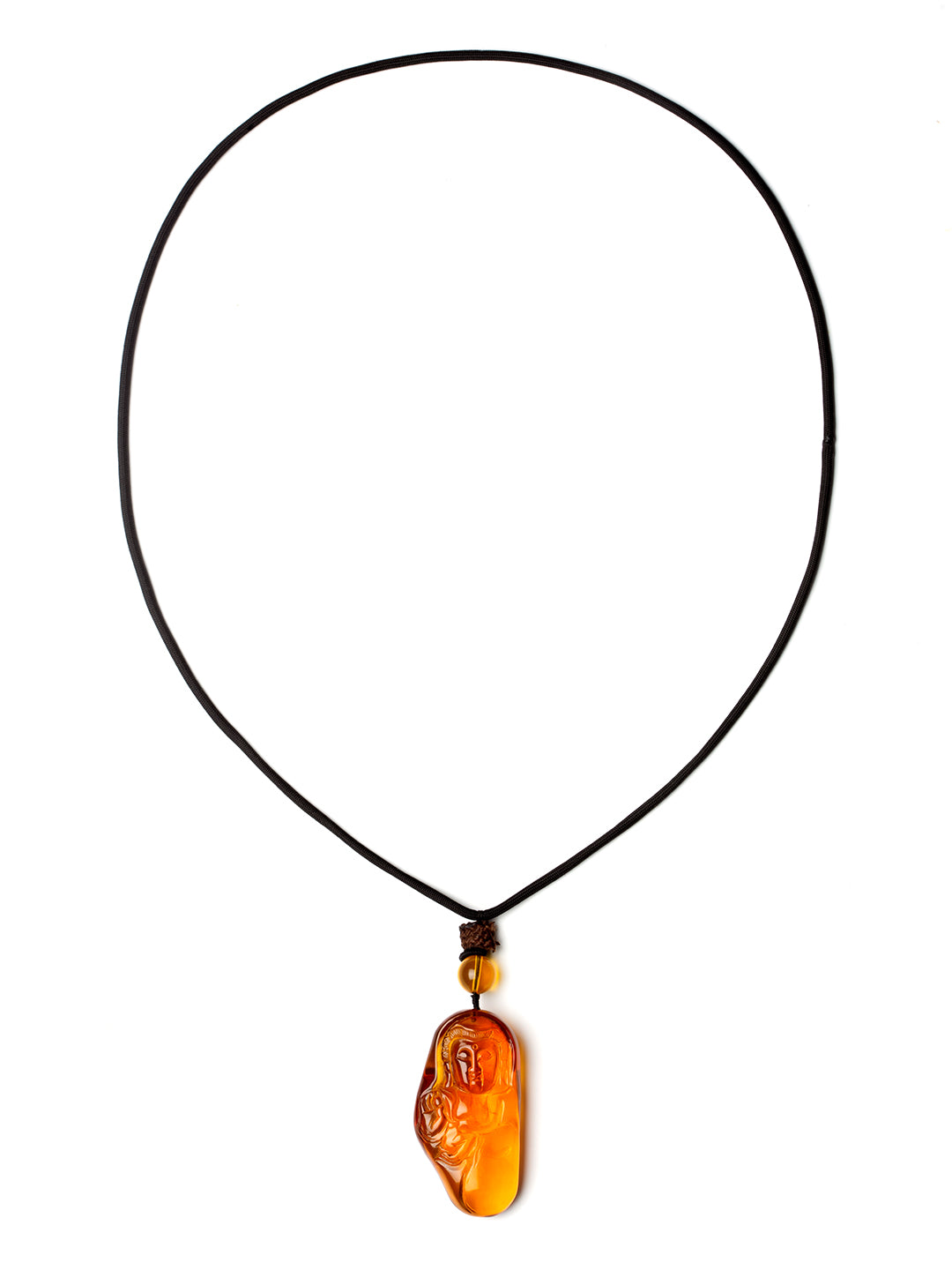 Freeform Amber Buddha Pendant