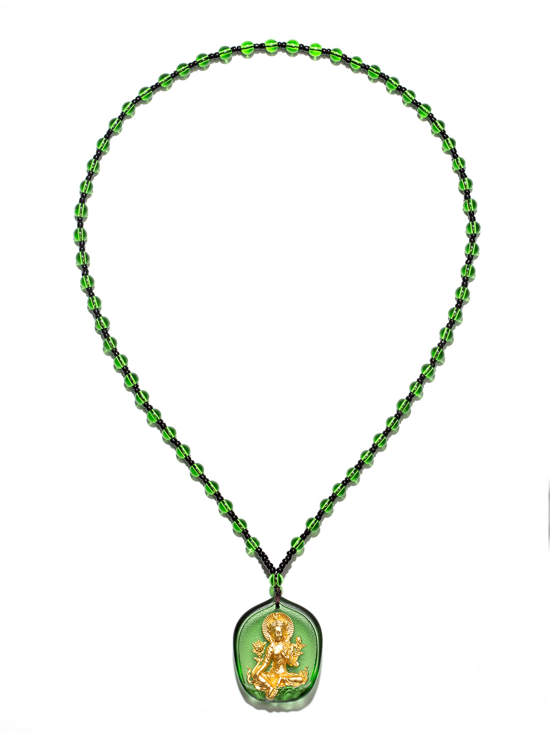 Gilded Glass Green Tara Amulet | Zensambodhi