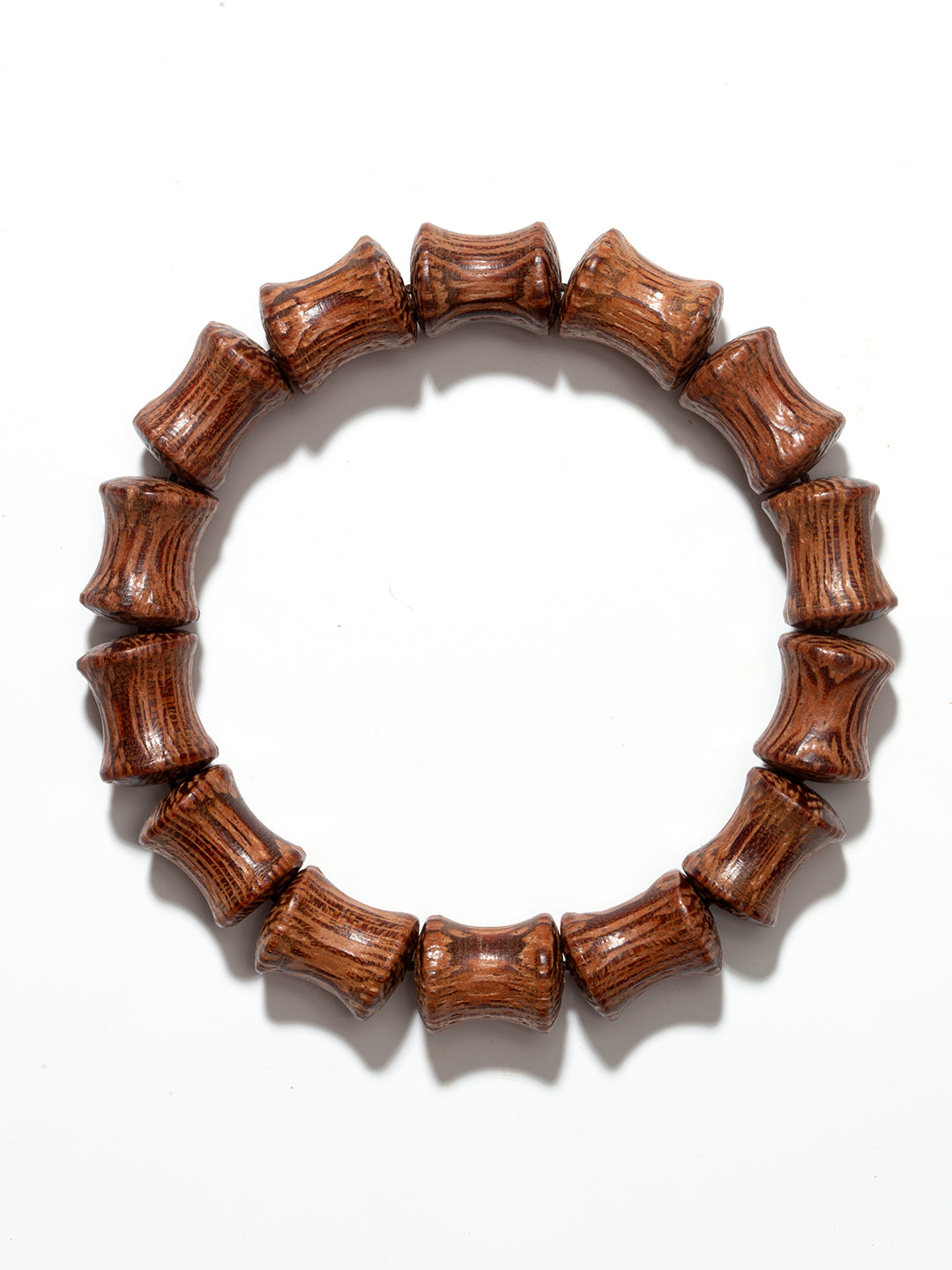 Coconut Wood Barrel-Bead Bracelet