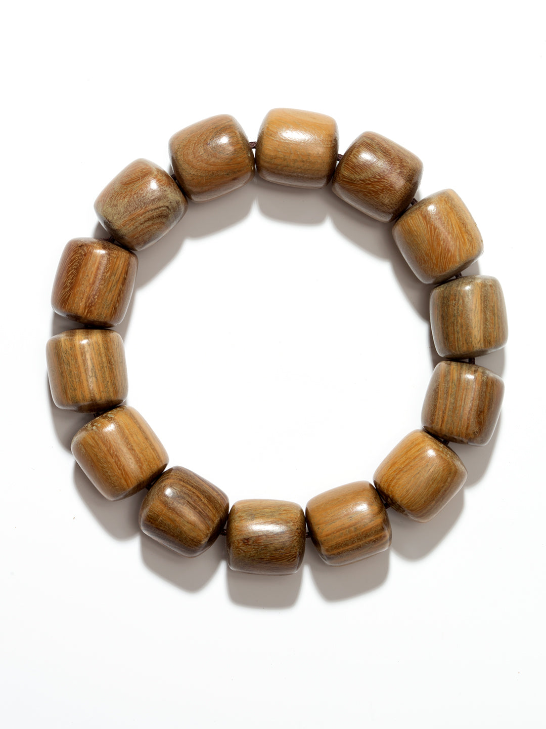 Green Sandalwood Barrel-Bead Bracelet
