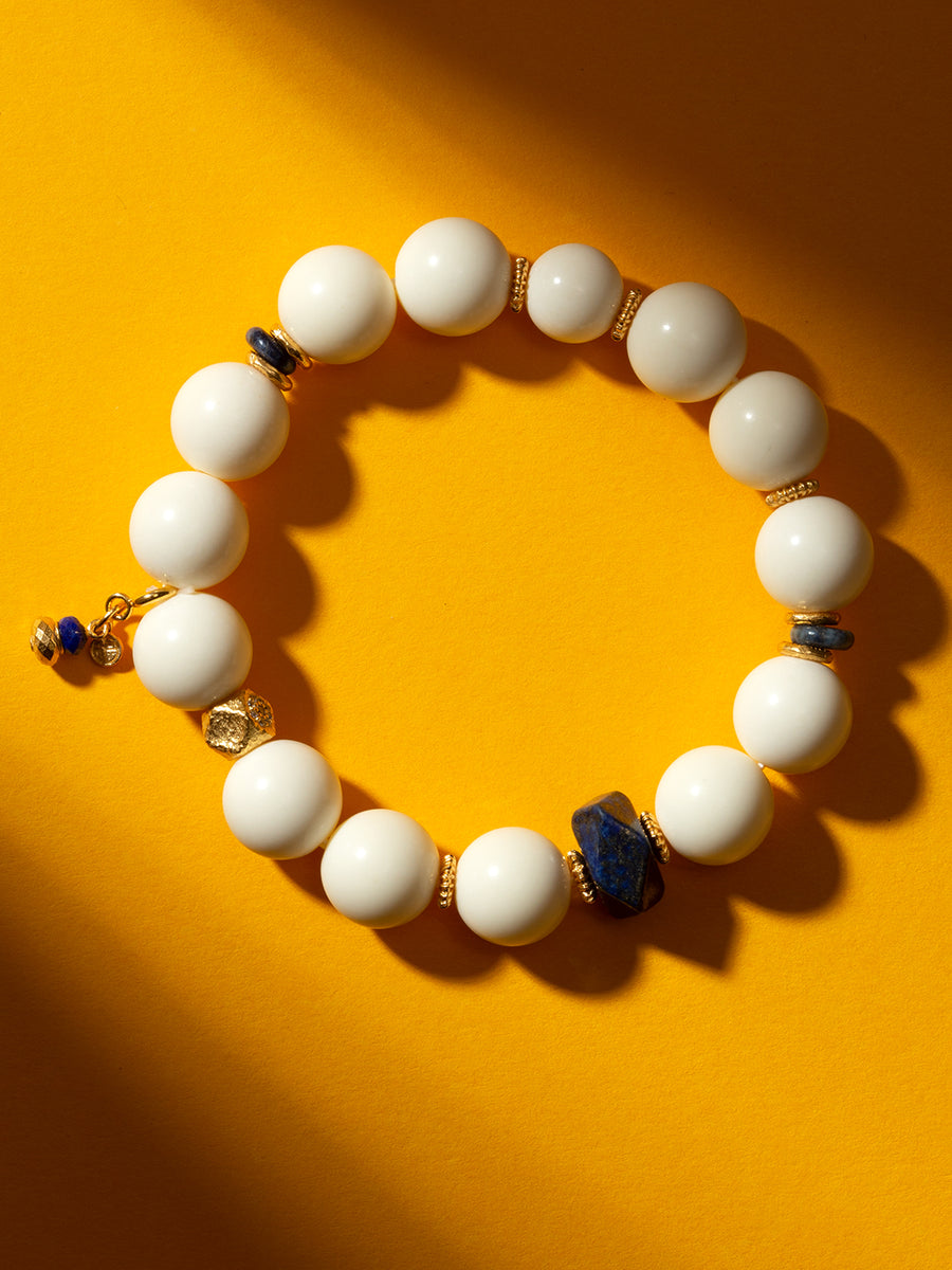 Ivory Nut Golden Stone Bracelet | Zensambodhi