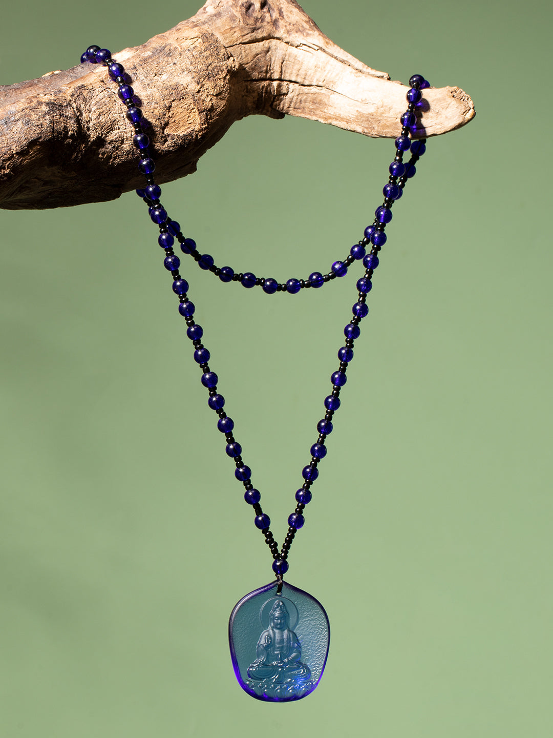 Blue Glass Guanyin Bodhisattva Amulet | Zensambodhi