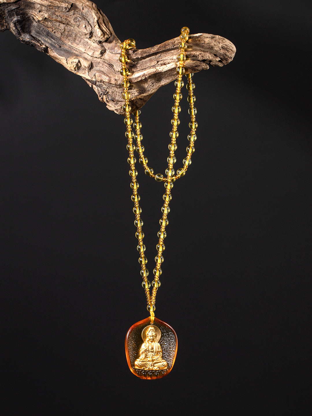 Golden Guanyin Gilded Glass Amulet | Zensambodhi