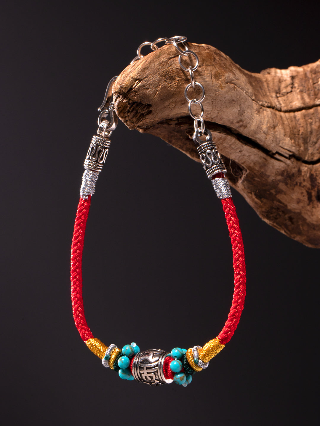 Six-Syllable Mantra Cord Bracelet · Red