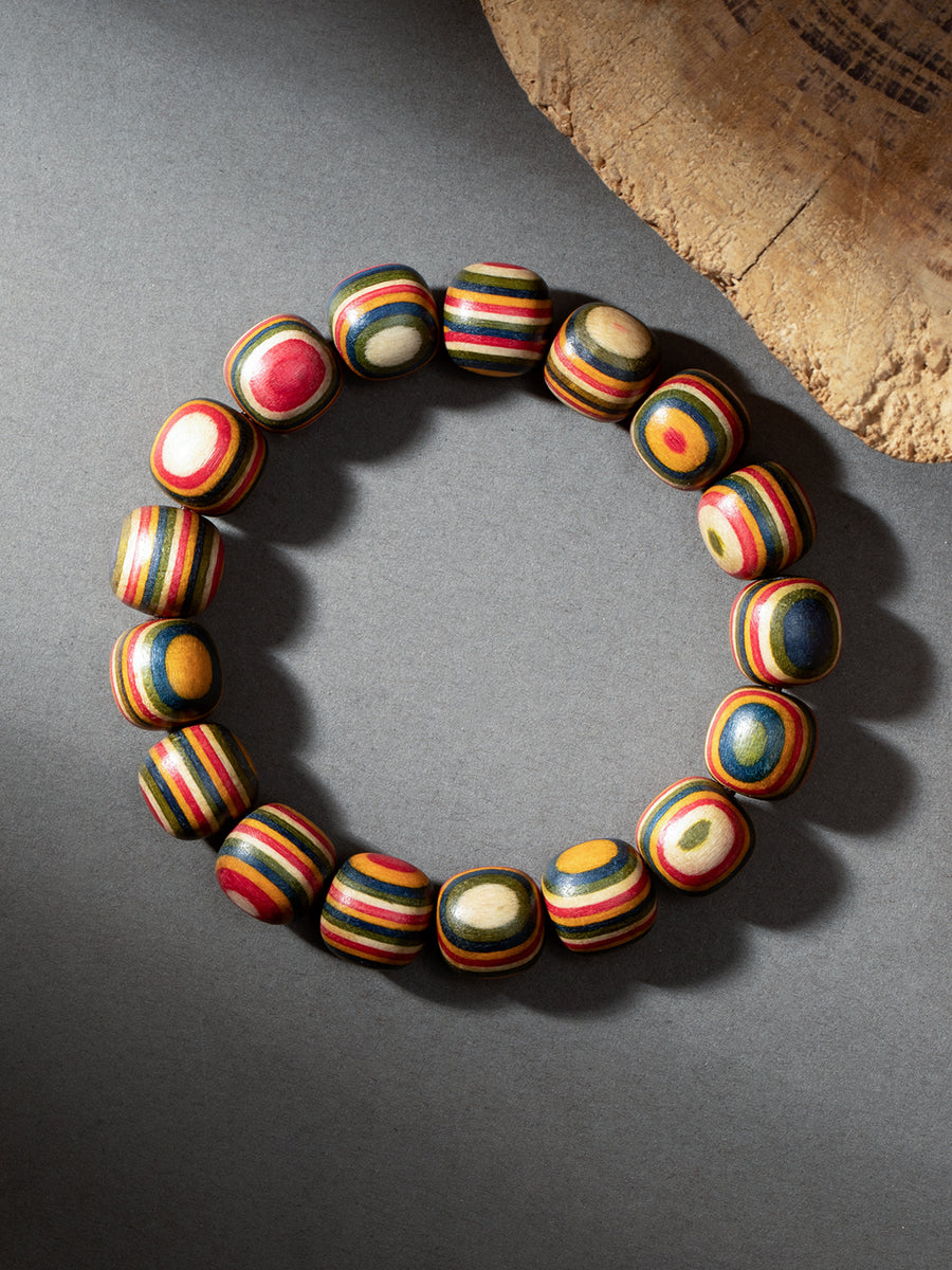 Multicolor Wood Bead Bracelet