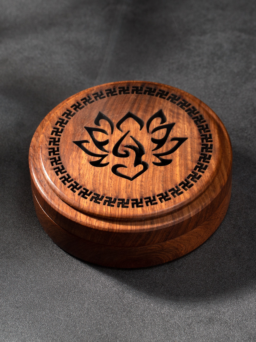 Lotus Carved Wooden Horizontal Incense Holder