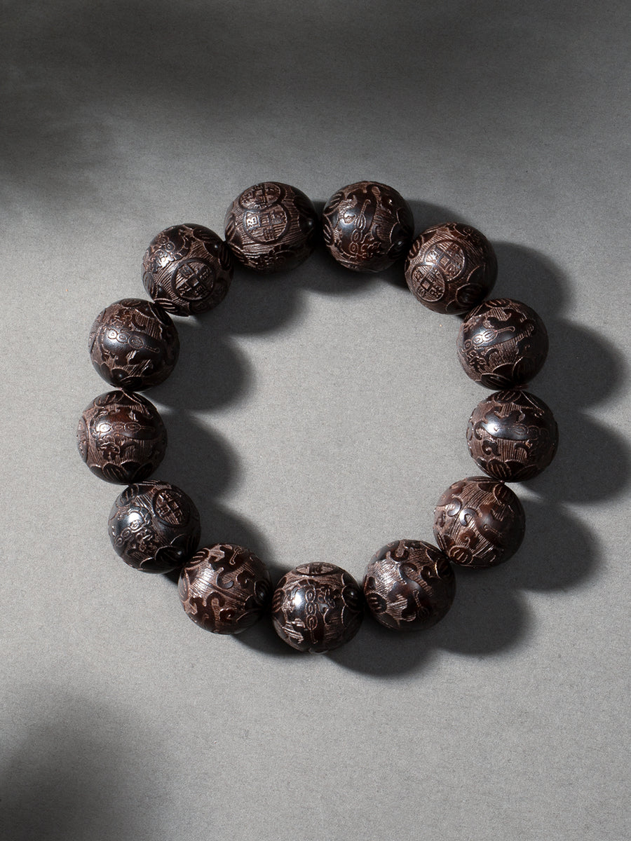 Carved Ebony Auspicious Cloud Bracelet