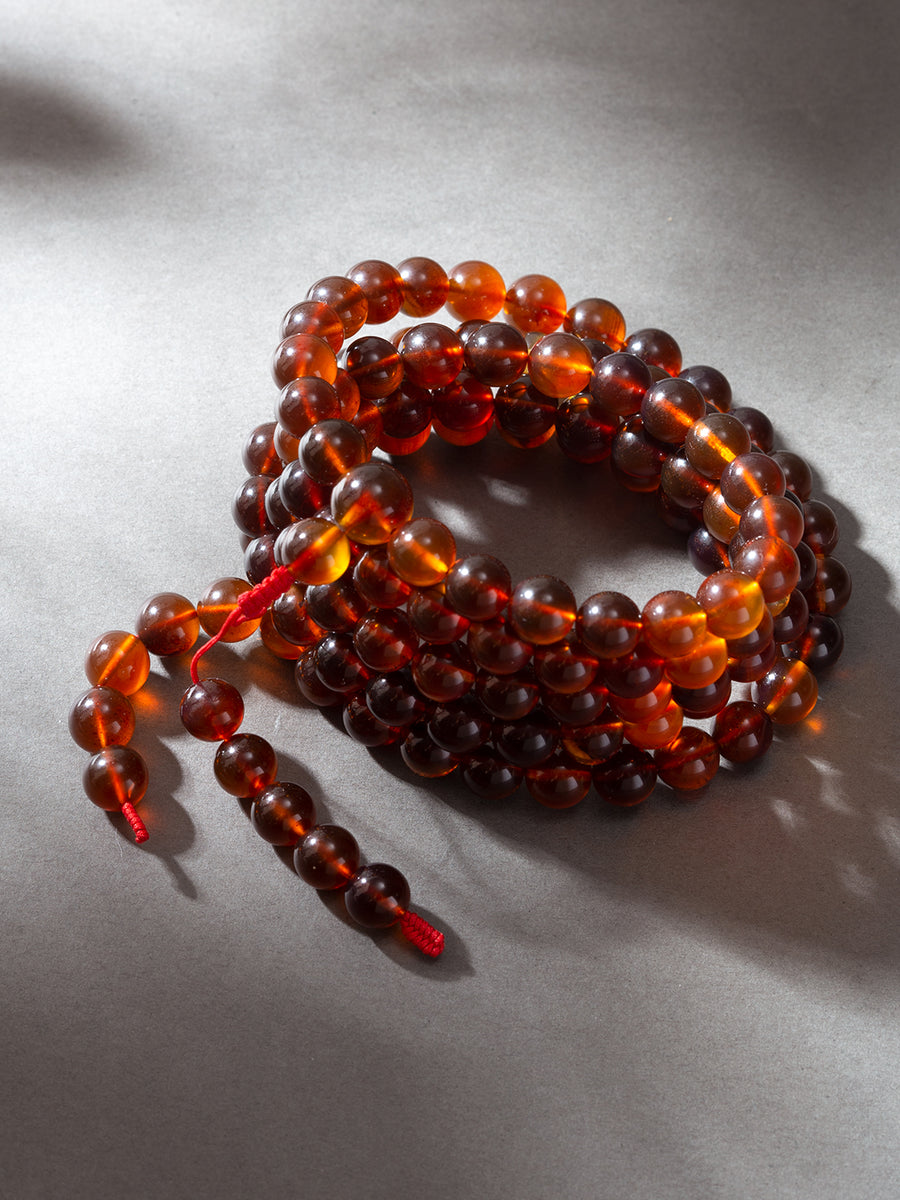 Burmese Brown-Red Amber 108-Bead Mala · No. 1