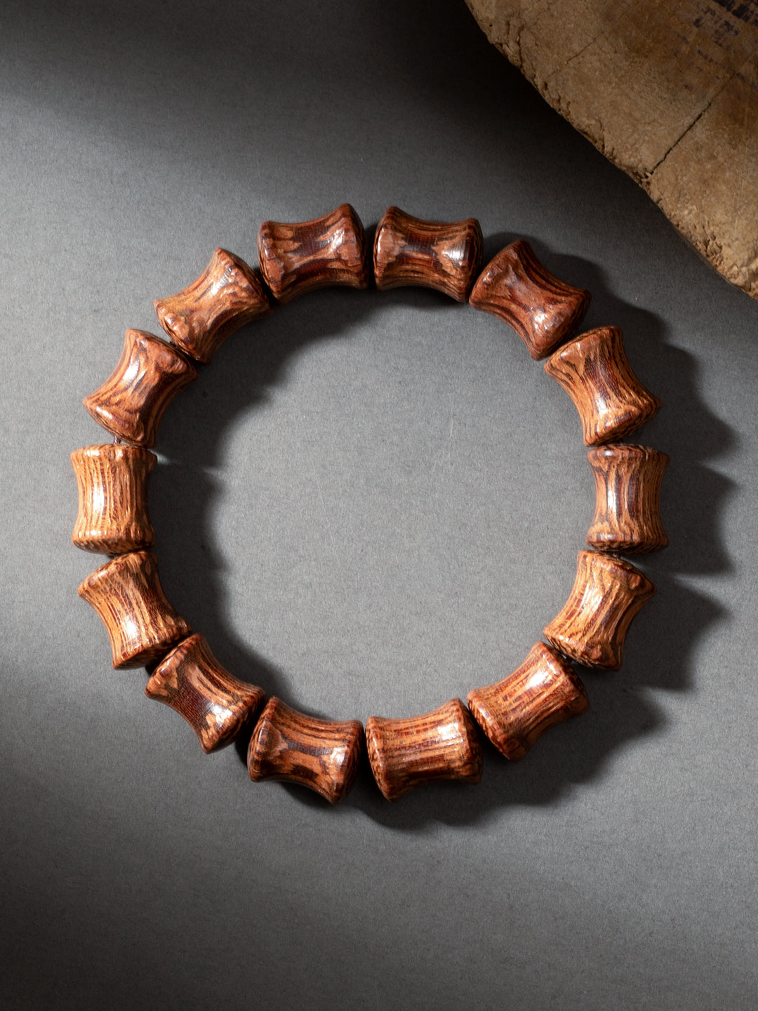 Coconut Wood Barrel-Bead Bracelet