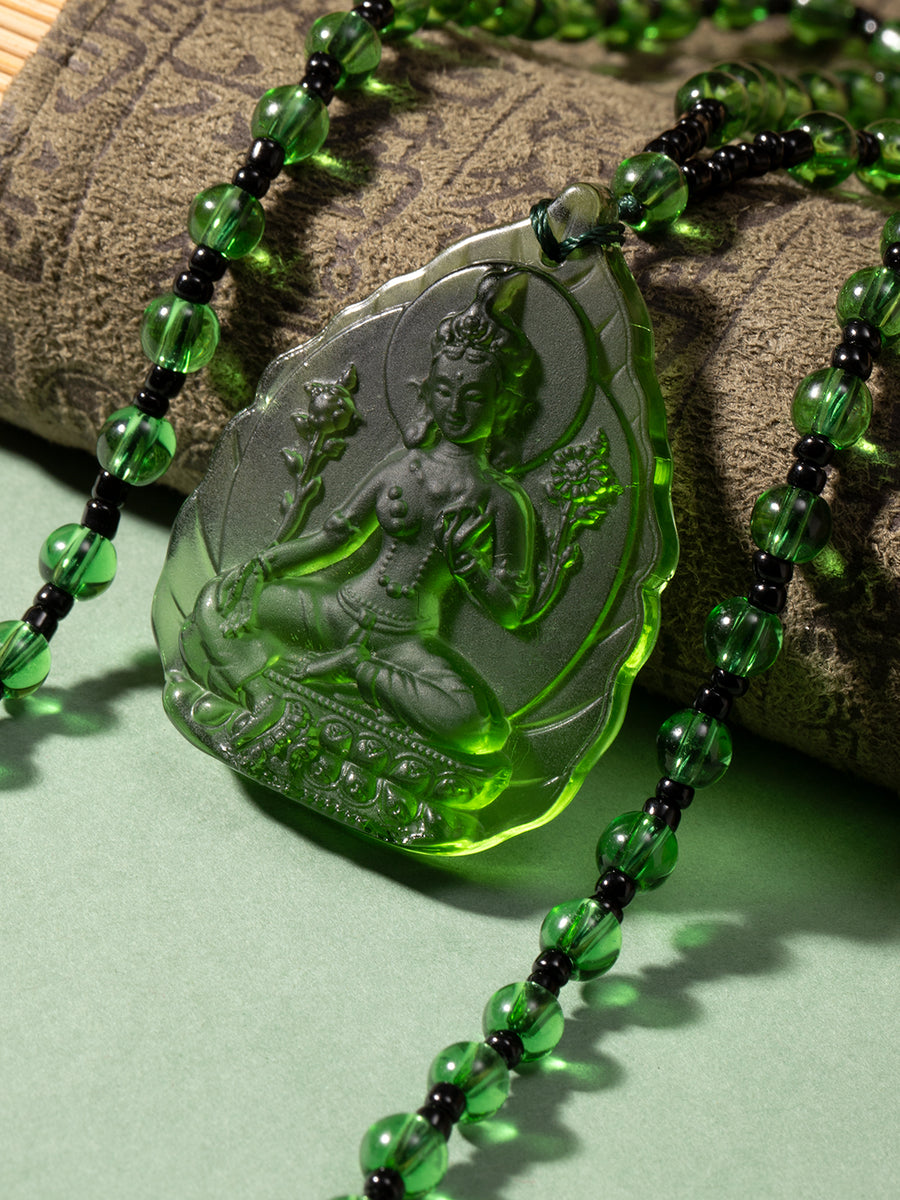Green Glass Green Tara Amulet | Zensambodhi