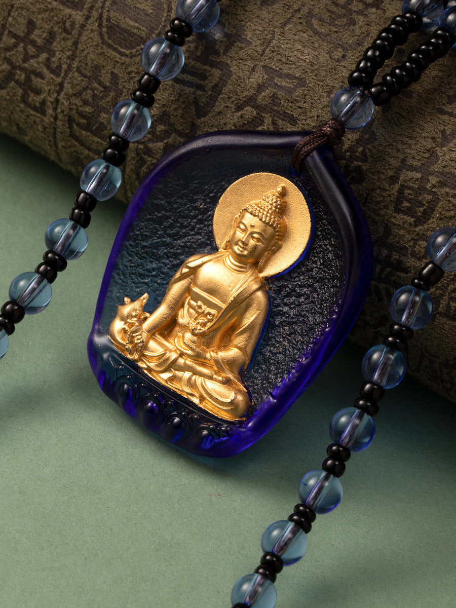 Gilded Glass Medicine Buddha Amulet | Zensambodhi