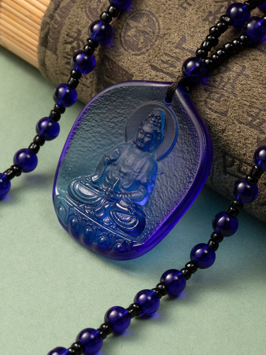Blue Glass Guanyin Bodhisattva Amulet | Zensambodhi