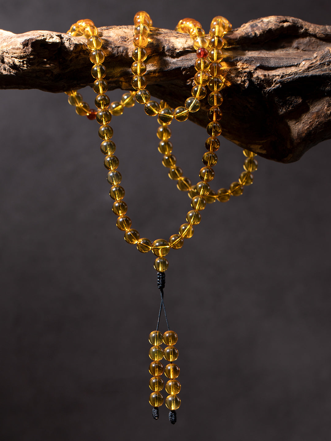 Golden-Blue Amber 108-Bead Mala · 6.9 mm