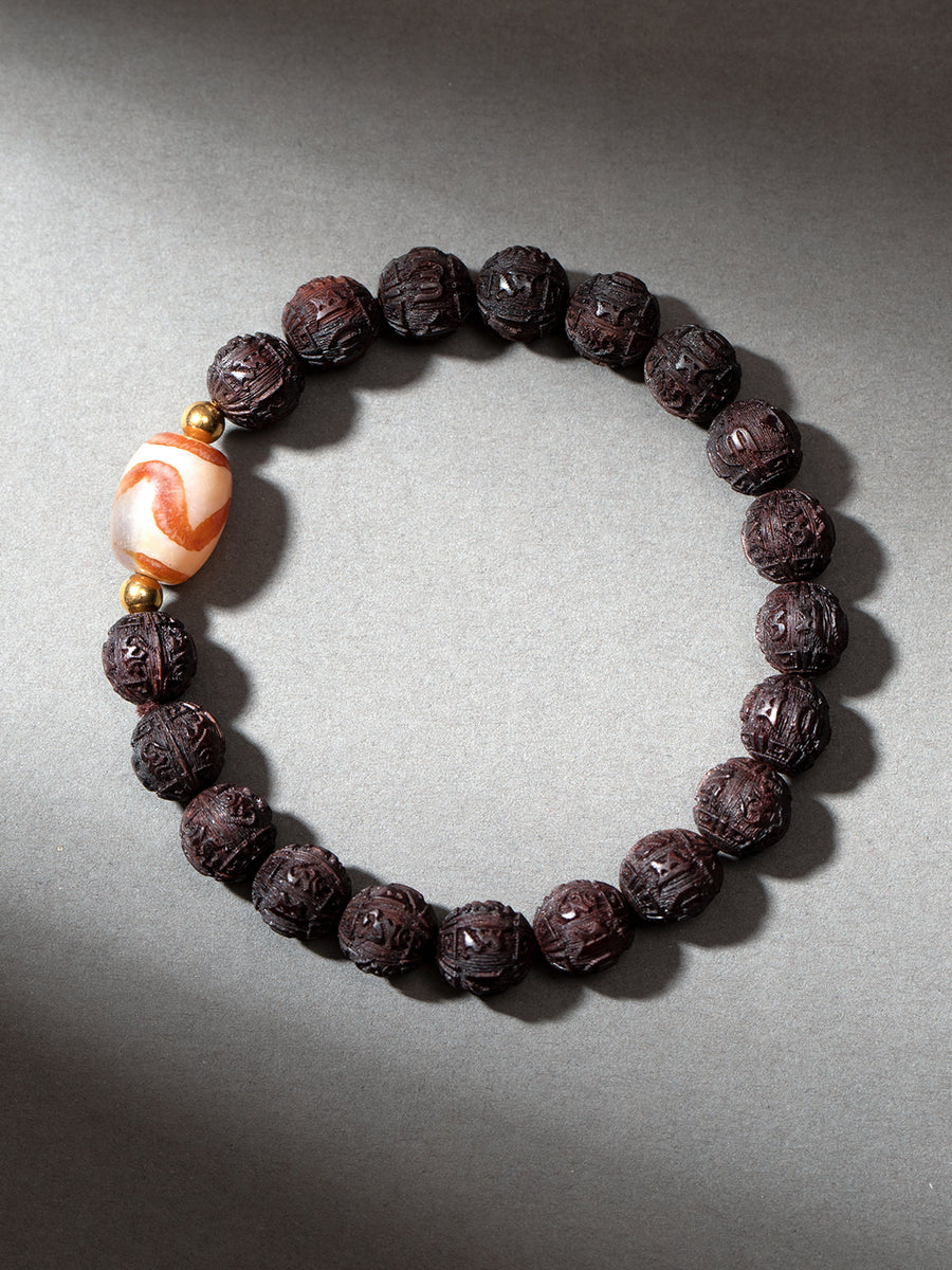 African Zitan Bracelet with Tianzhu-Style Bead