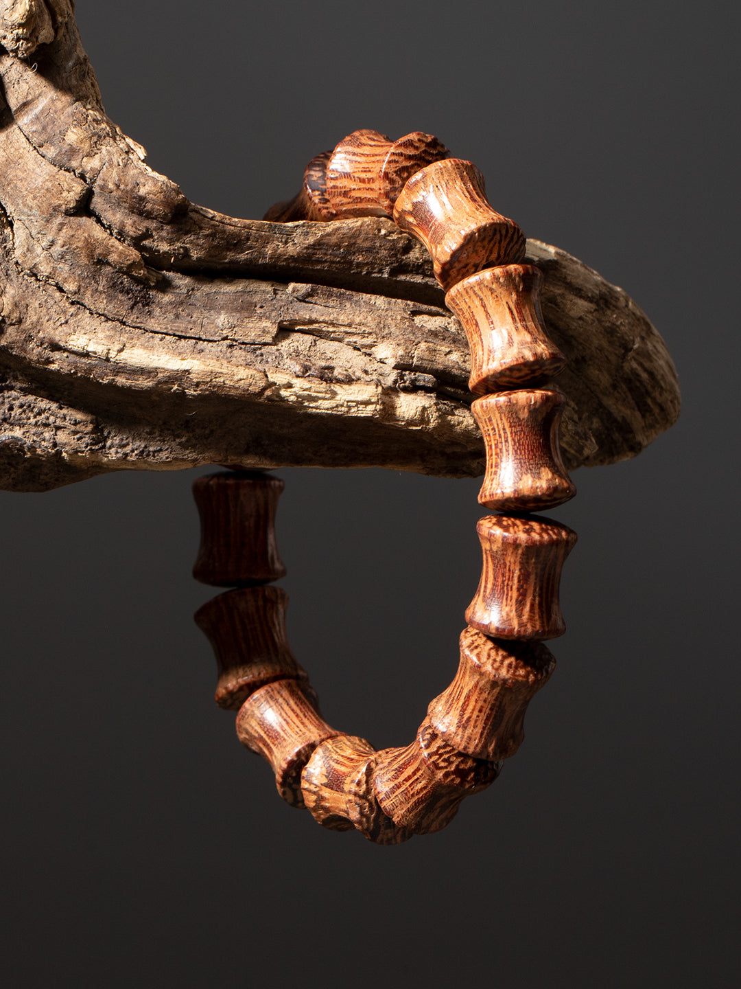 Coconut Wood Barrel-Bead Bracelet