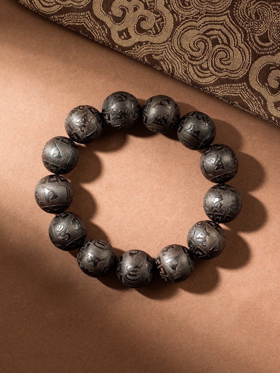 Carved Ebony Mantra Bracelet