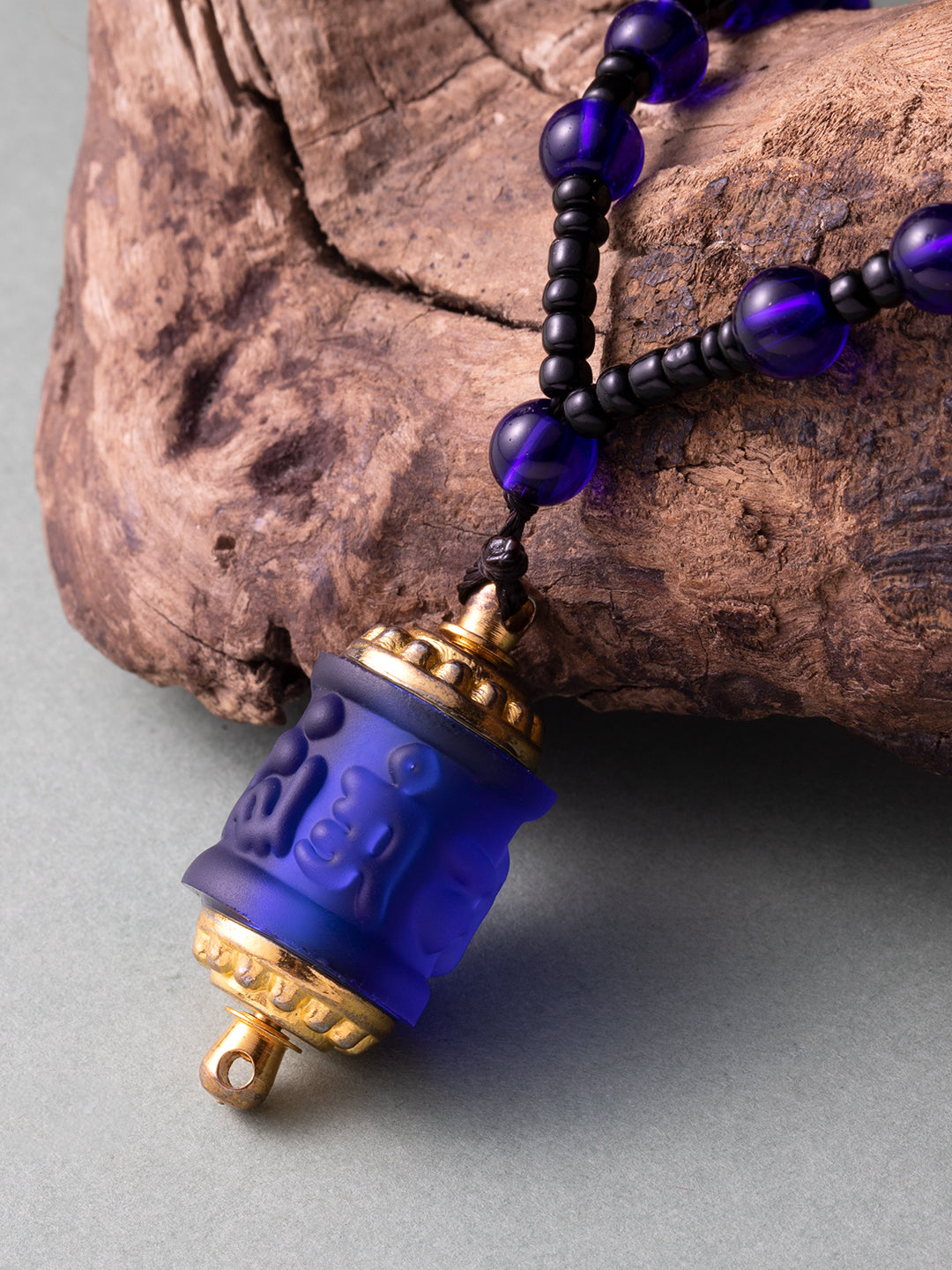 Blue Glass Shurangama Mantra Prayer Wheel
