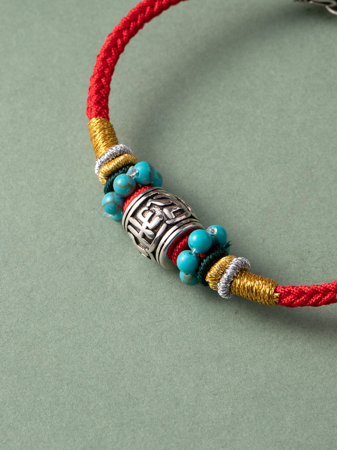 Six-Syllable Mantra Cord Bracelet · Red