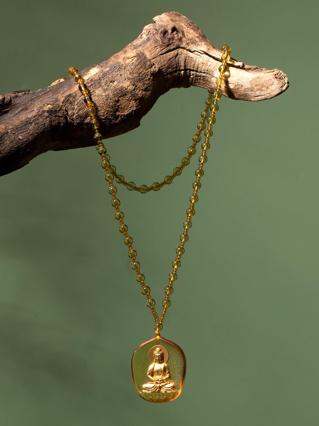 Gilded Glass Amitabha Buddha Amulet | Zensambodhi
