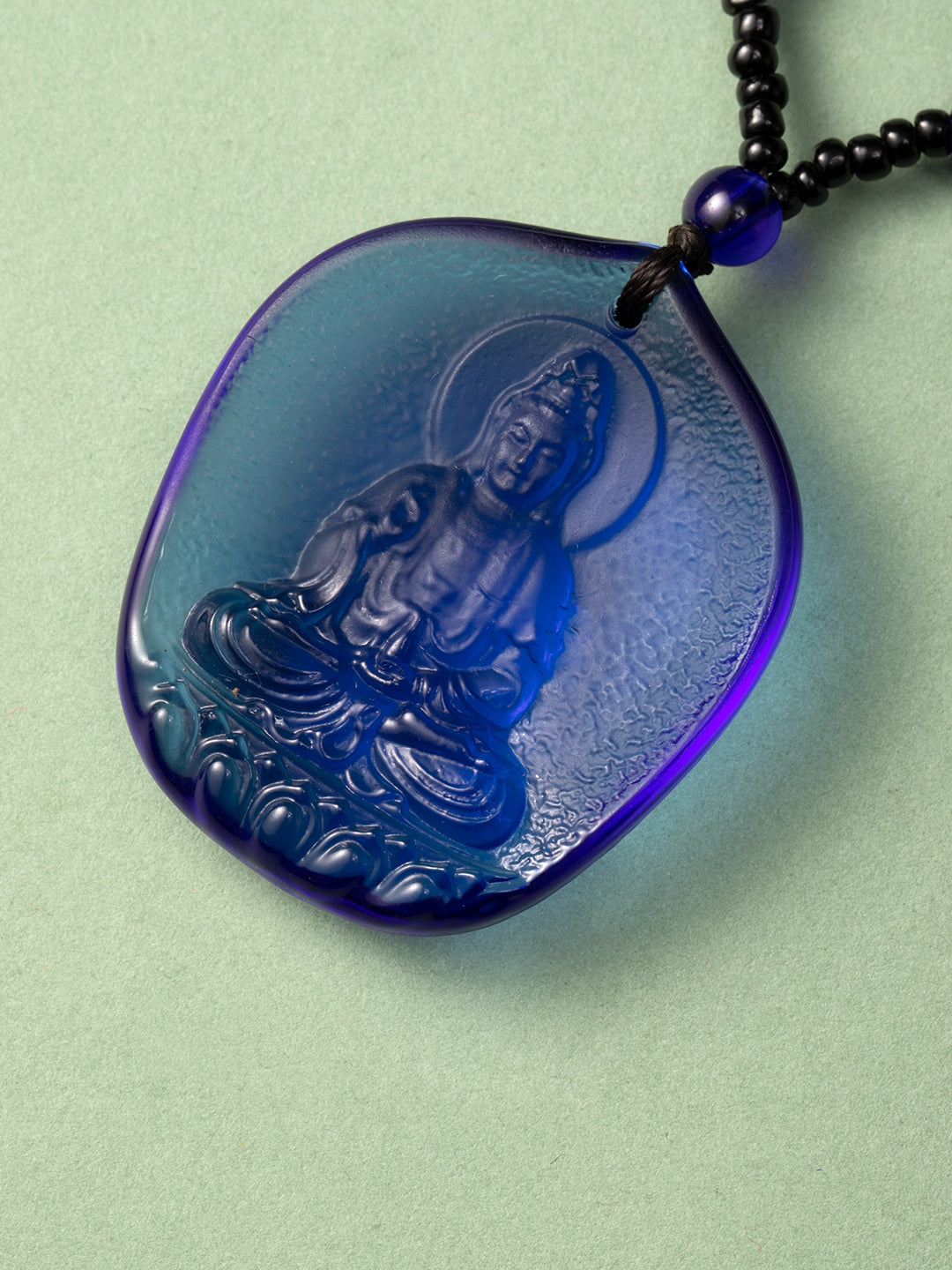 Blue Glass Guanyin Bodhisattva Amulet | Zensambodhi
