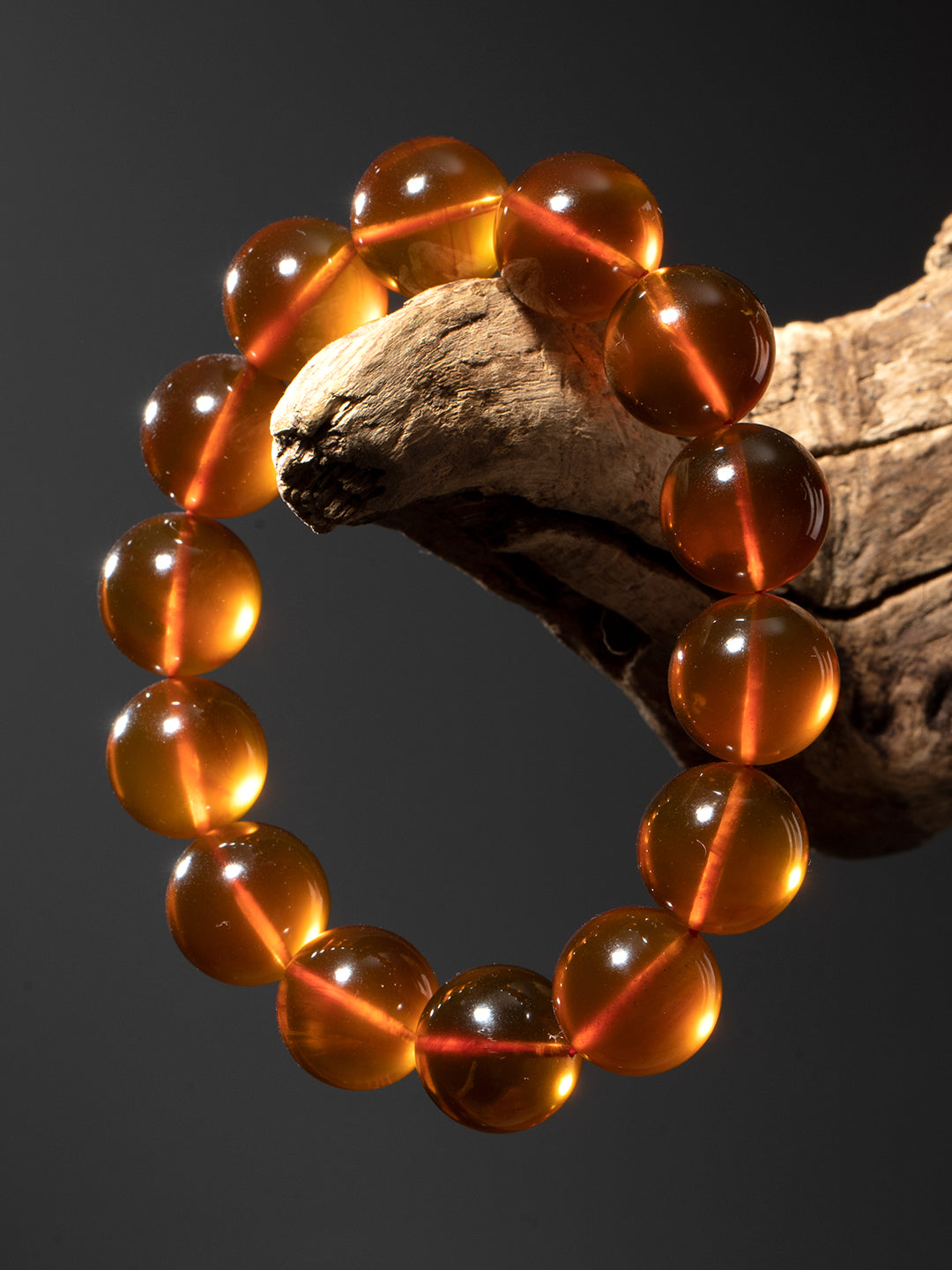 Brown-Red Amber Bracelet · 15 mm