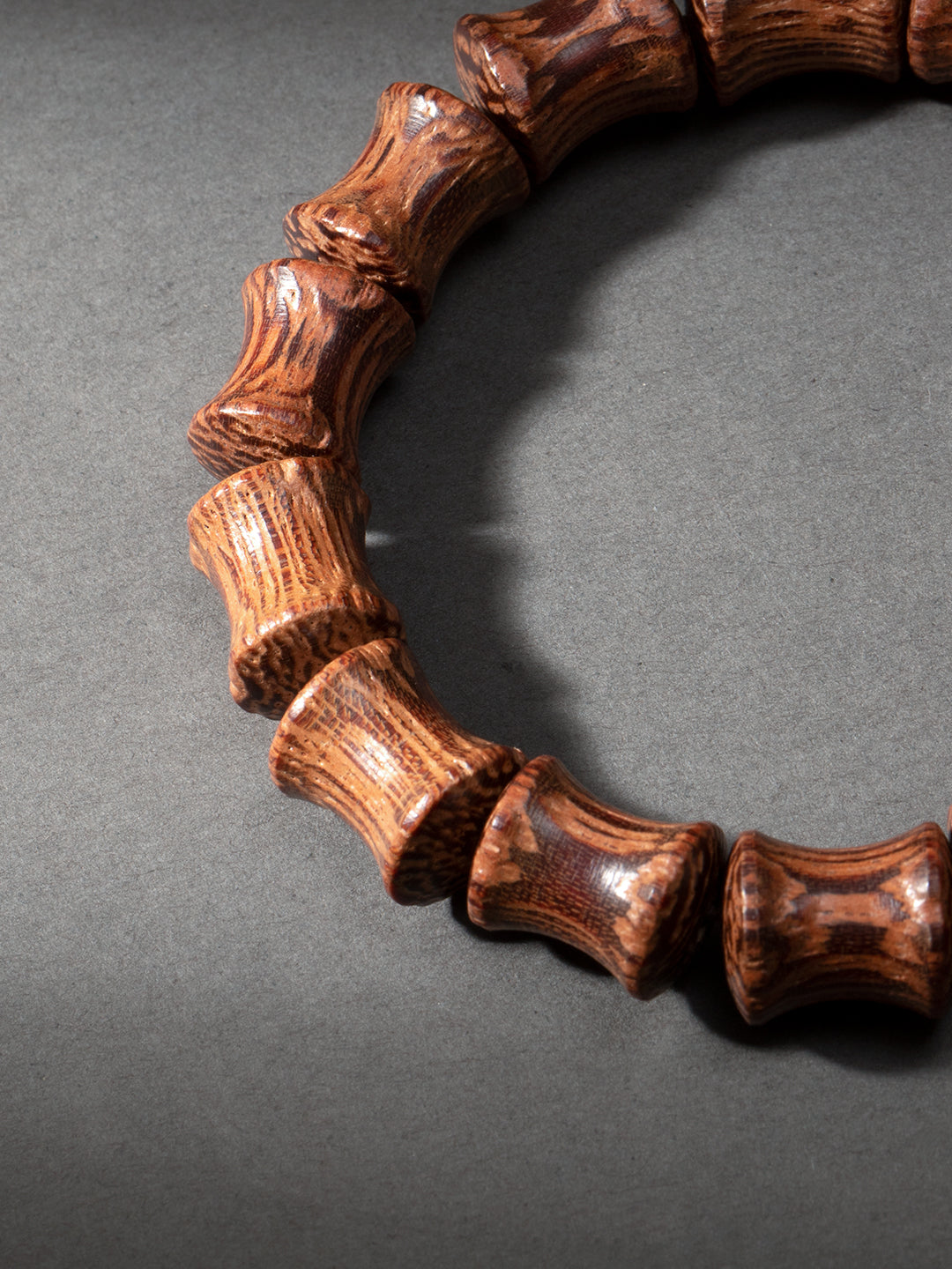 Coconut Wood Barrel-Bead Bracelet