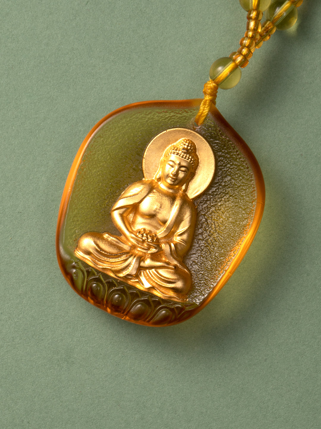 Gilded Glass Amitabha Buddha Amulet | Zensambodhi