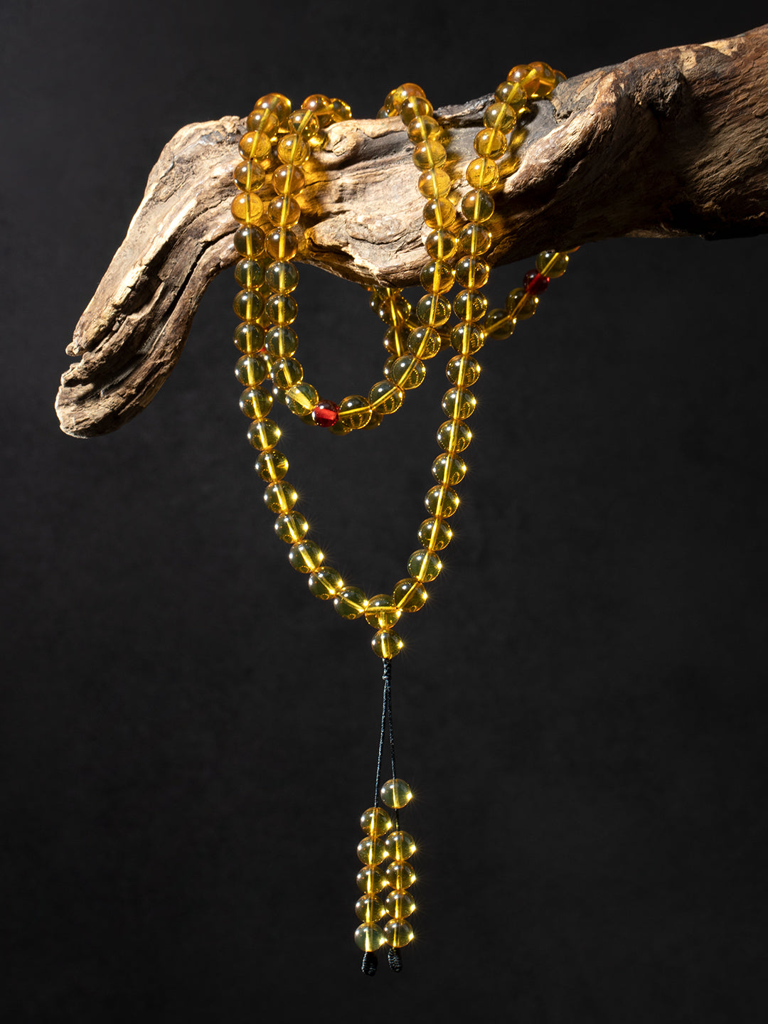 Burmese Golden-Blue Amber 108-Bead Mala · 9.5 mm
