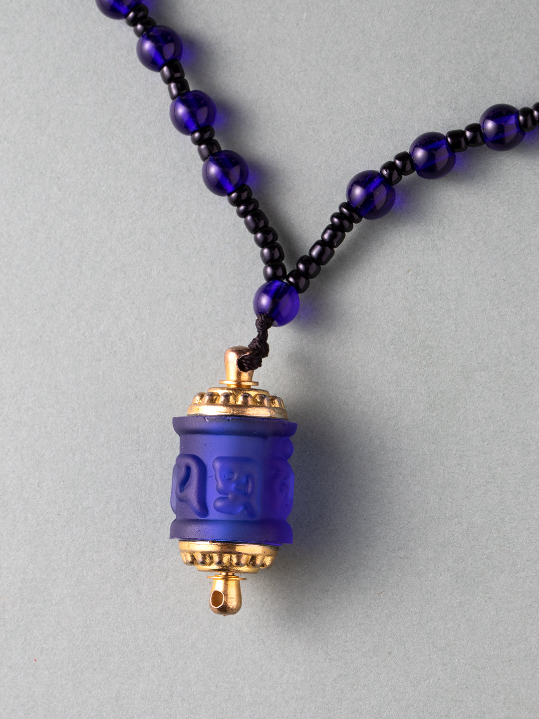 Blue Glass Shurangama Mantra Prayer Wheel