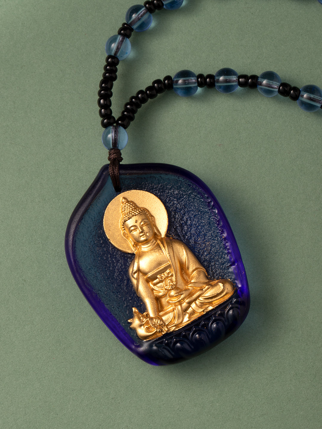 Gilded Glass Medicine Buddha Amulet | Zensambodhi