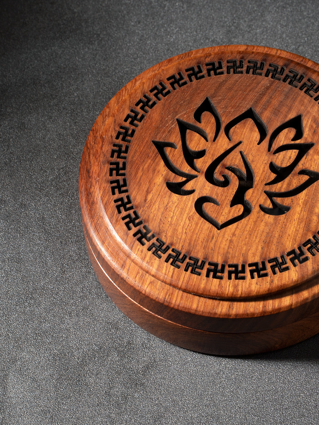 Lotus Carved Wooden Horizontal Incense Holder