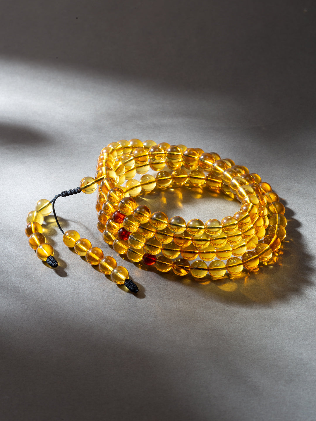 Golden-Blue Amber 108-Bead Mala · 6.9 mm