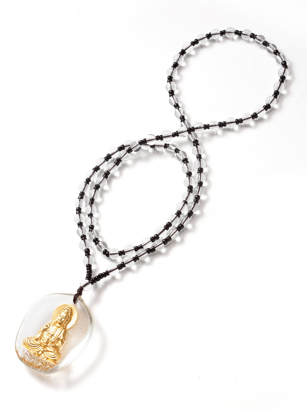 White Jade-Tone Gilded Glass Guanyin Amulet | Zensambodhi