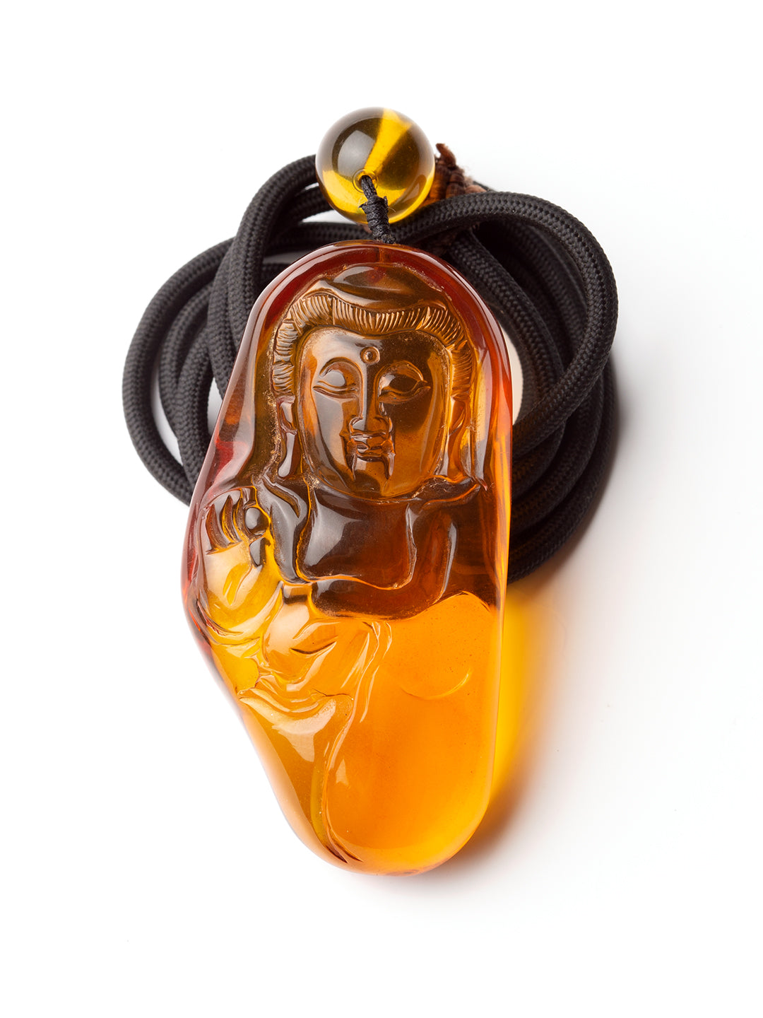 Freeform Amber Buddha Pendant