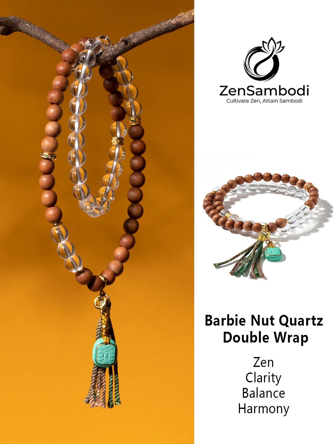 Barbie Nut Quartz Double Wrap | Zensambodhi