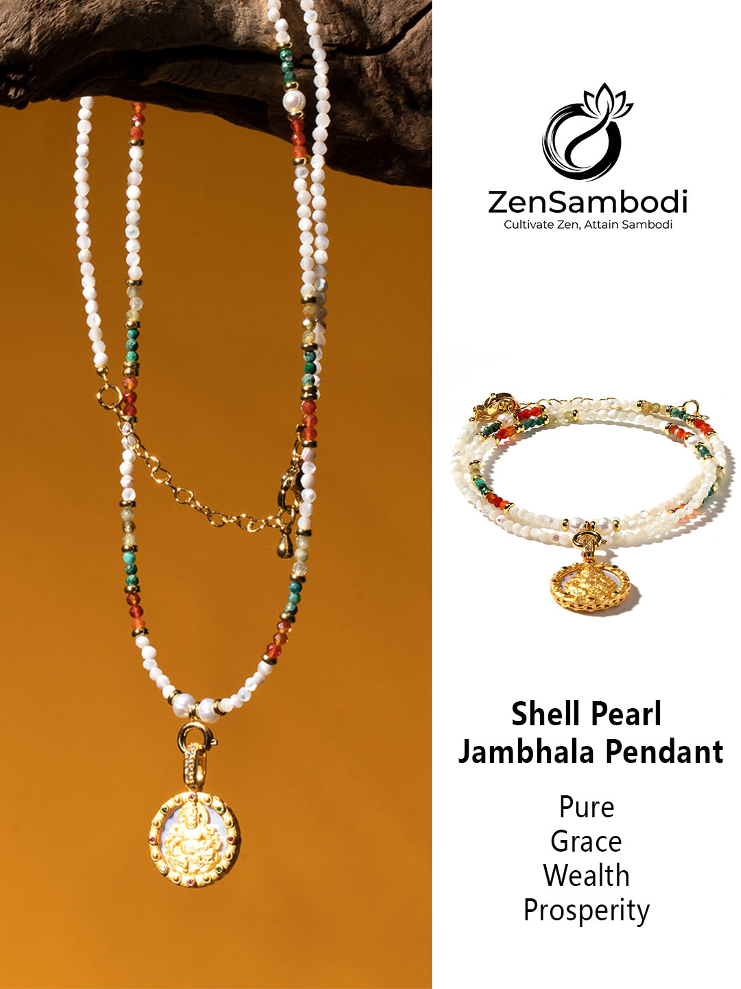Shell Pearl Jambhala Pendant | Zensambodhi