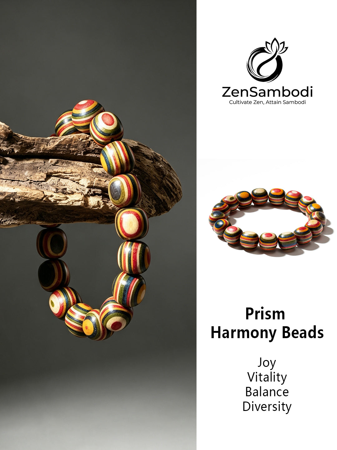 Multicolor Wood Bead Bracelet