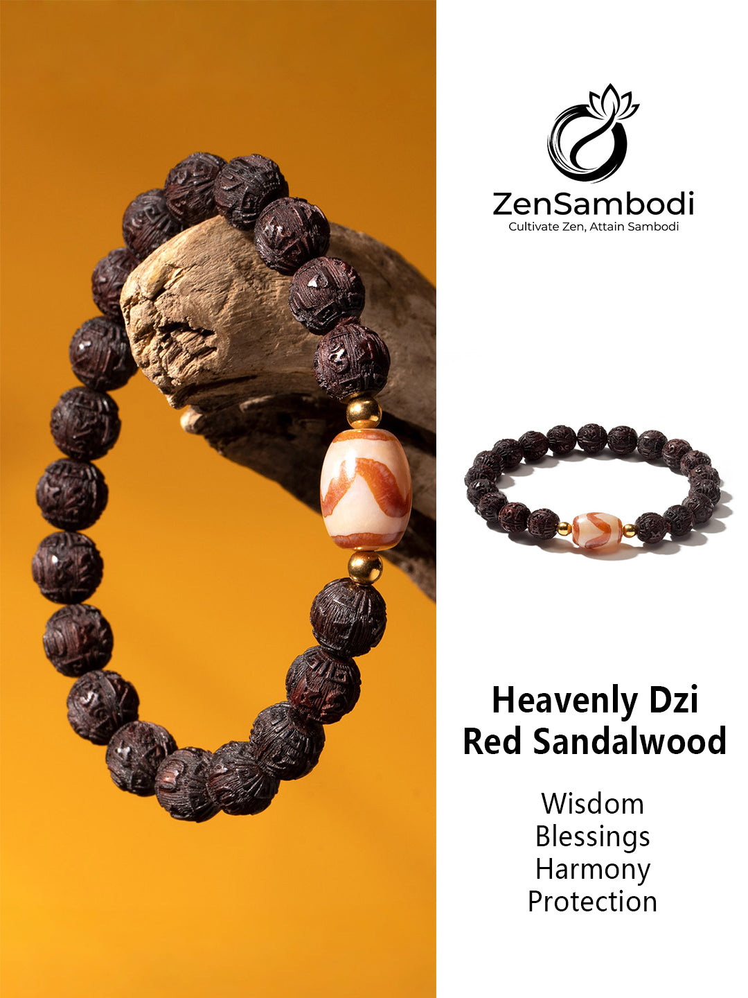 African Zitan Bracelet with Tianzhu-Style Bead