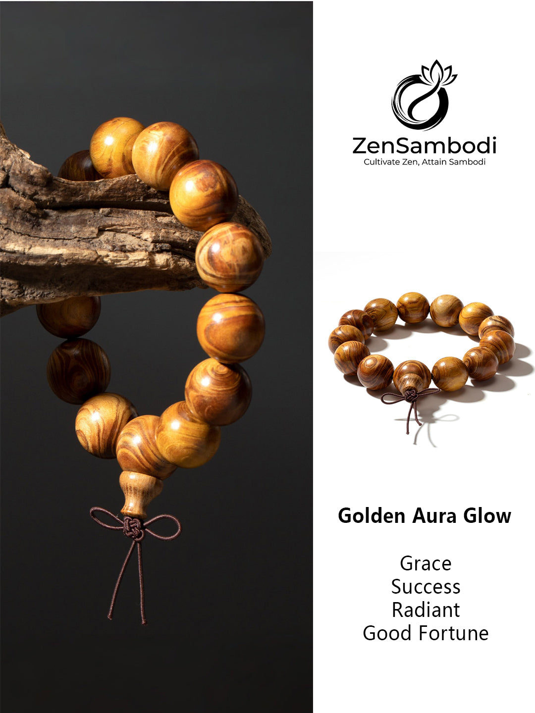 Golden Glaze Wood Bracelet