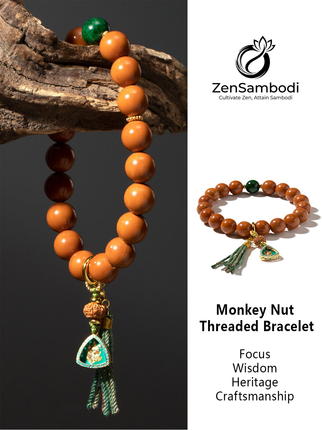 Monkey Nut Threaded Bracelet | Zensambodhi