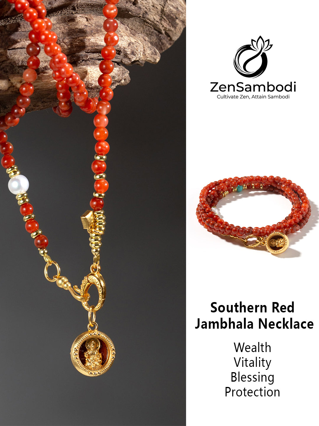 Southern Red Jambhala Necklace | Zensambodhi